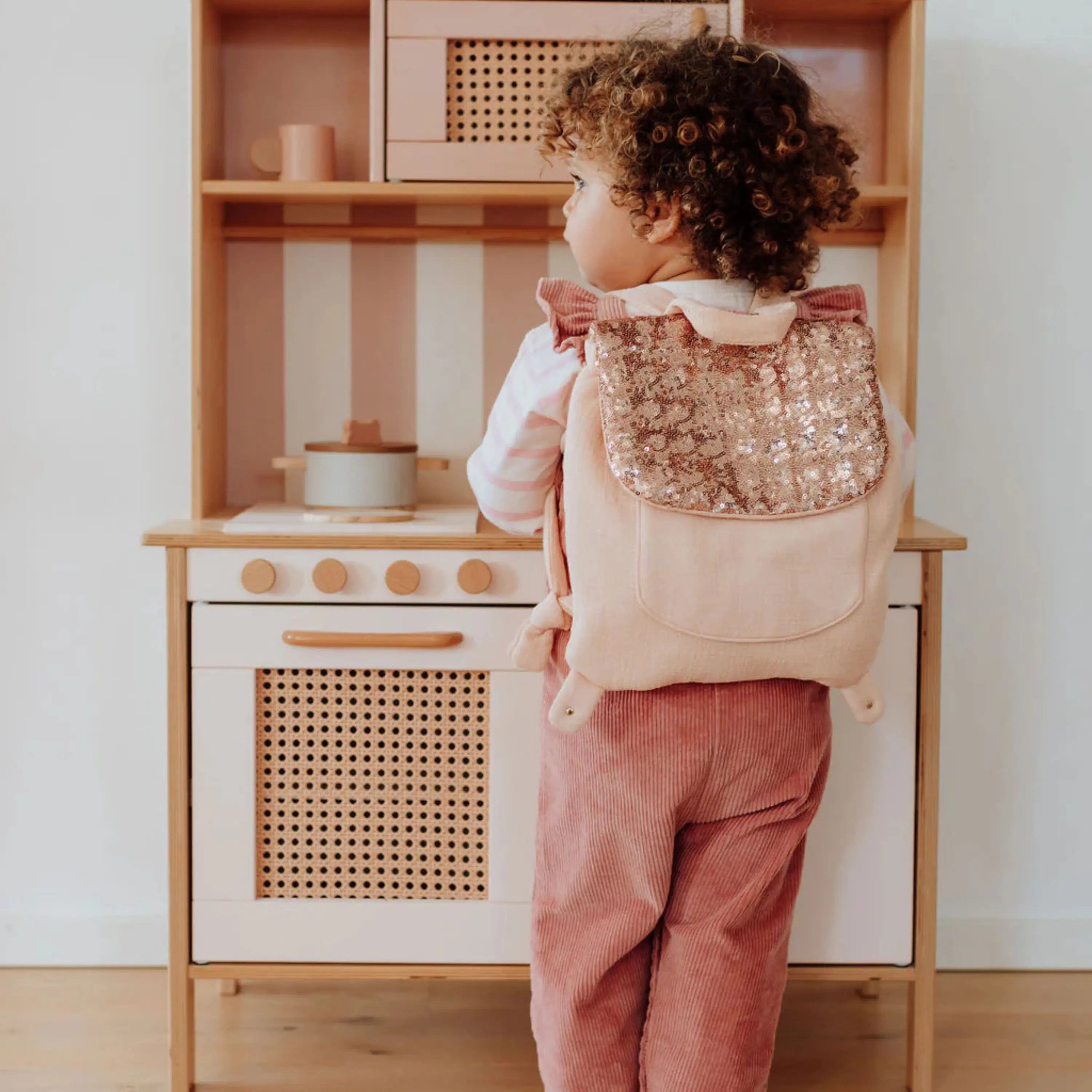 LUCIOLE ET PETIT POIS Sac à dos crèche Sequins roses ma petite pointure 