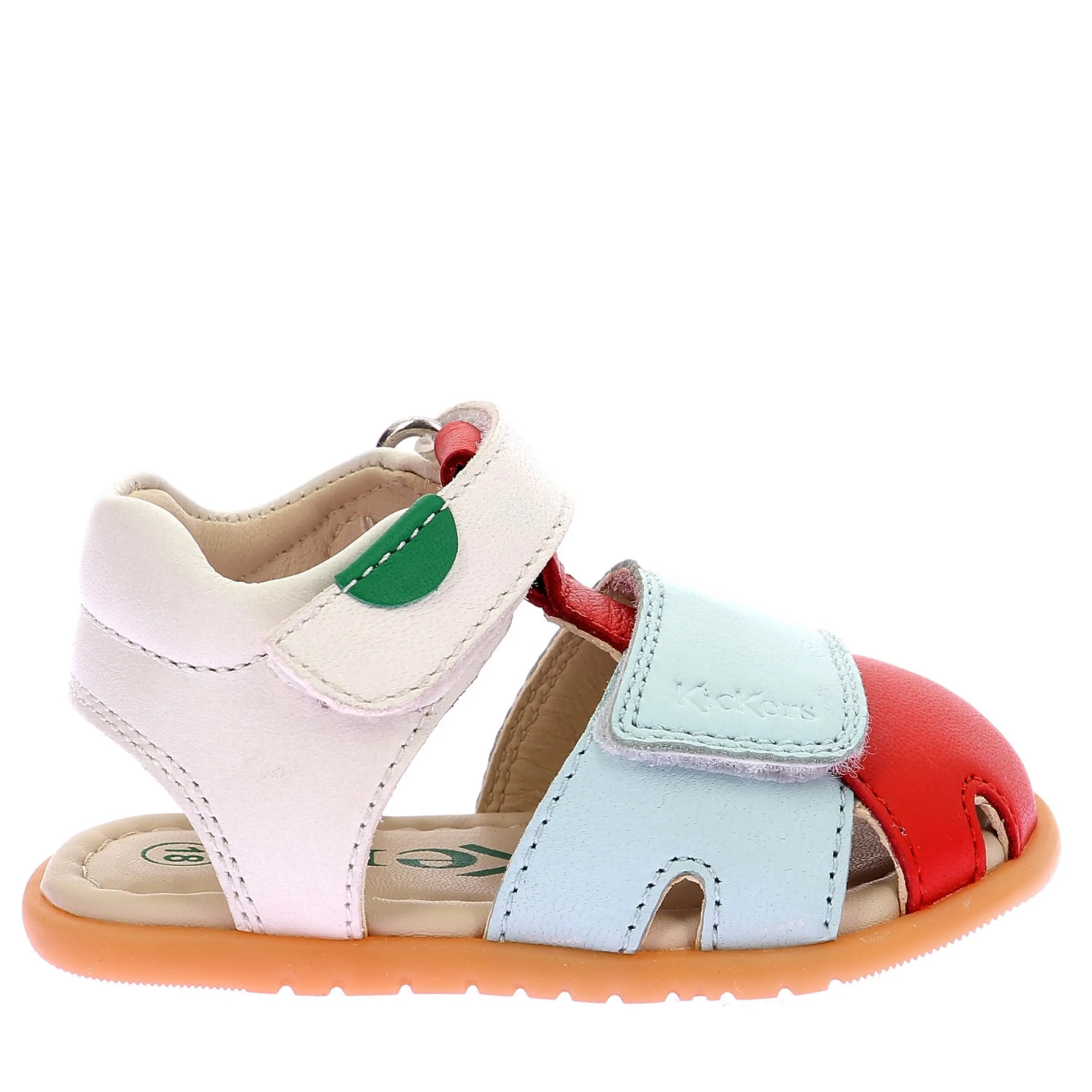 KICKERS Sandales Barefoot Kick Sumkratch Blanc Rouge Vert ma petite pointure 