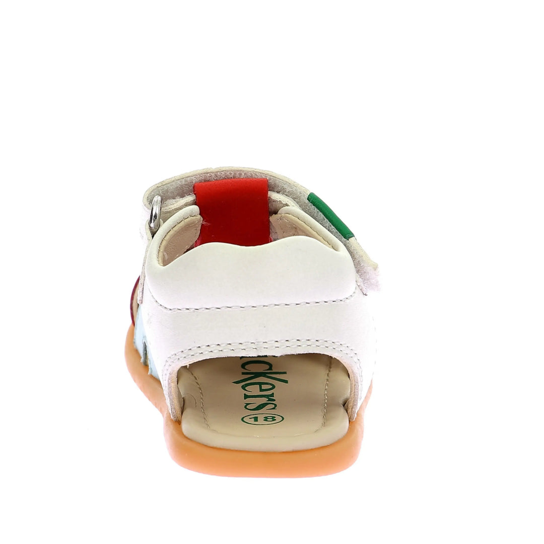 KICKERS Sandales Barefoot Kick Sumkratch Blanc Rouge Vert ma petite pointure 