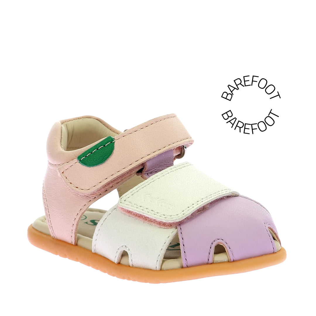 KICKERS Sandales Barefoot Kick Sumkratch Rose Clair Violet Blanc ma petite pointure 