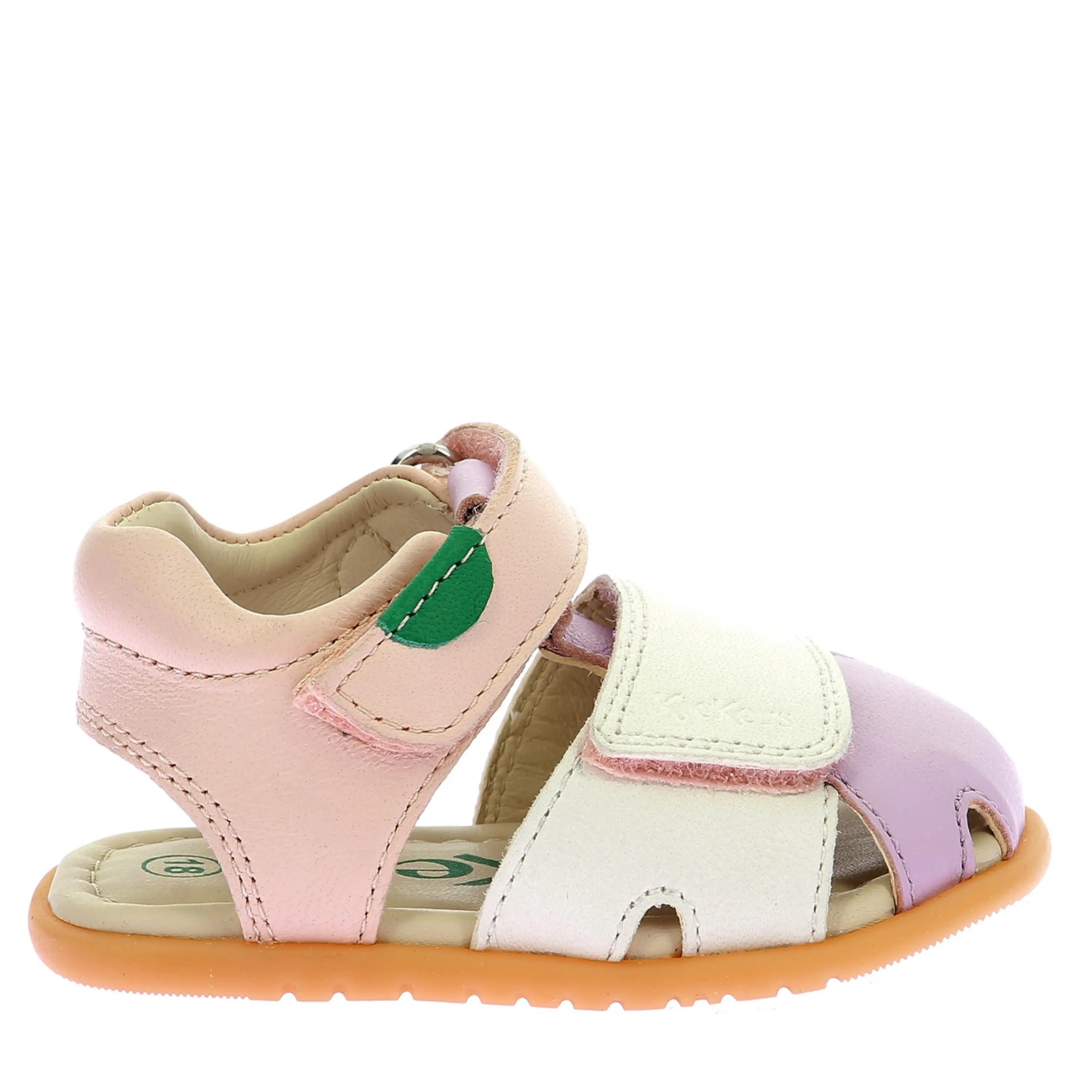 KICKERS Sandales Barefoot Kick Sumkratch Rose Clair Violet Blanc ma petite pointure 