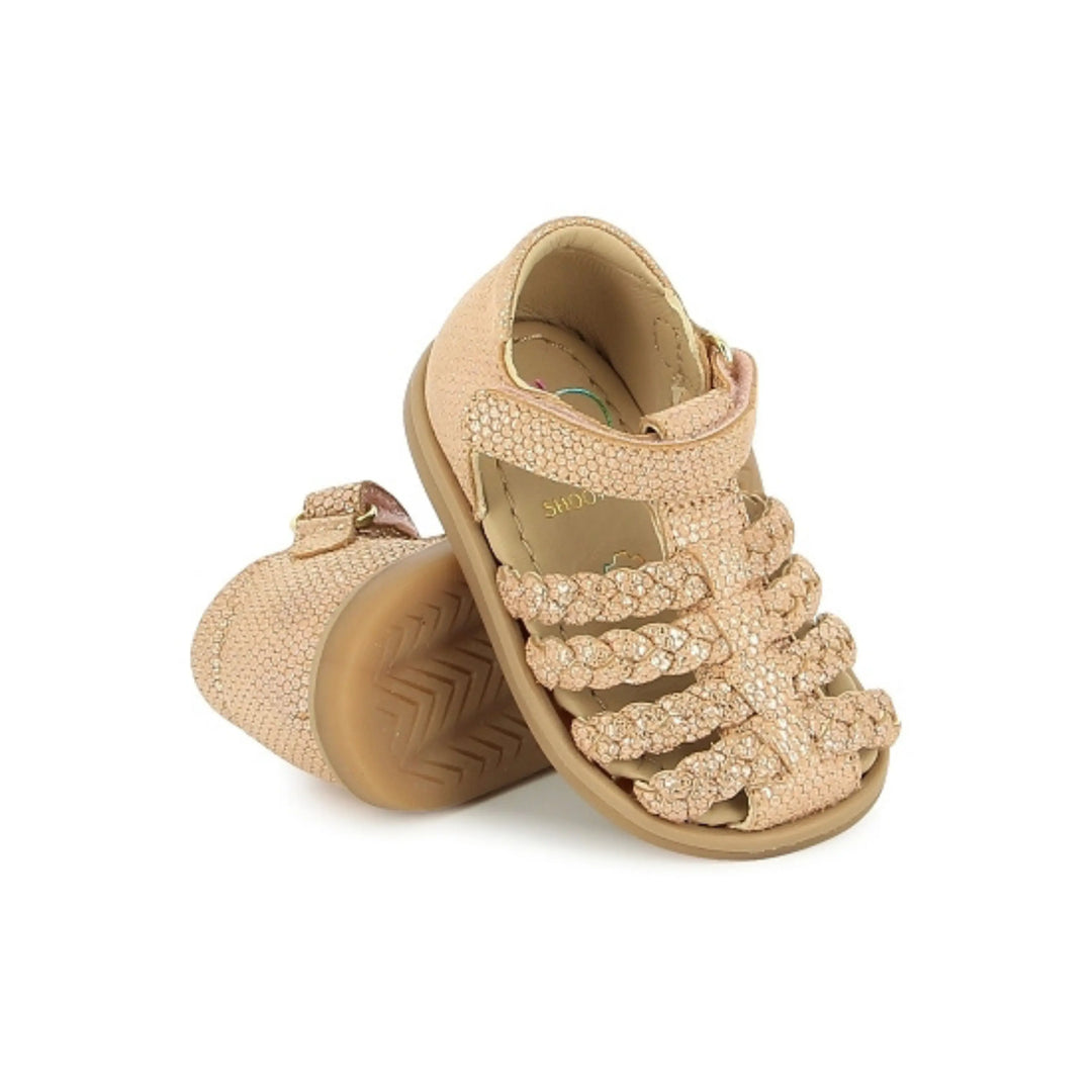 sandales métallisées Tity Wowo Peach Glitter Shoo Pom