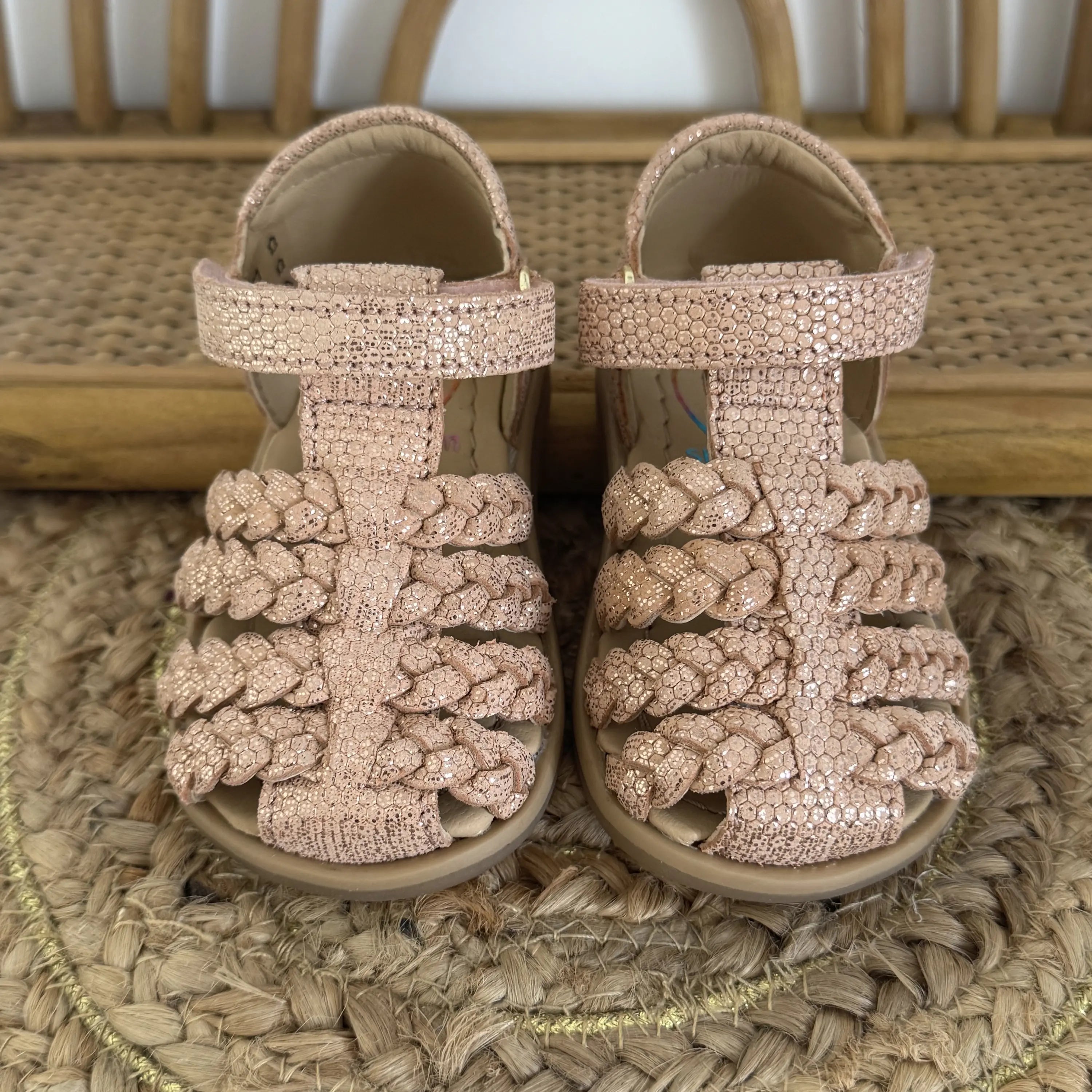 sandales bébé Tity Wowo Peach Glitter Shoo Pom