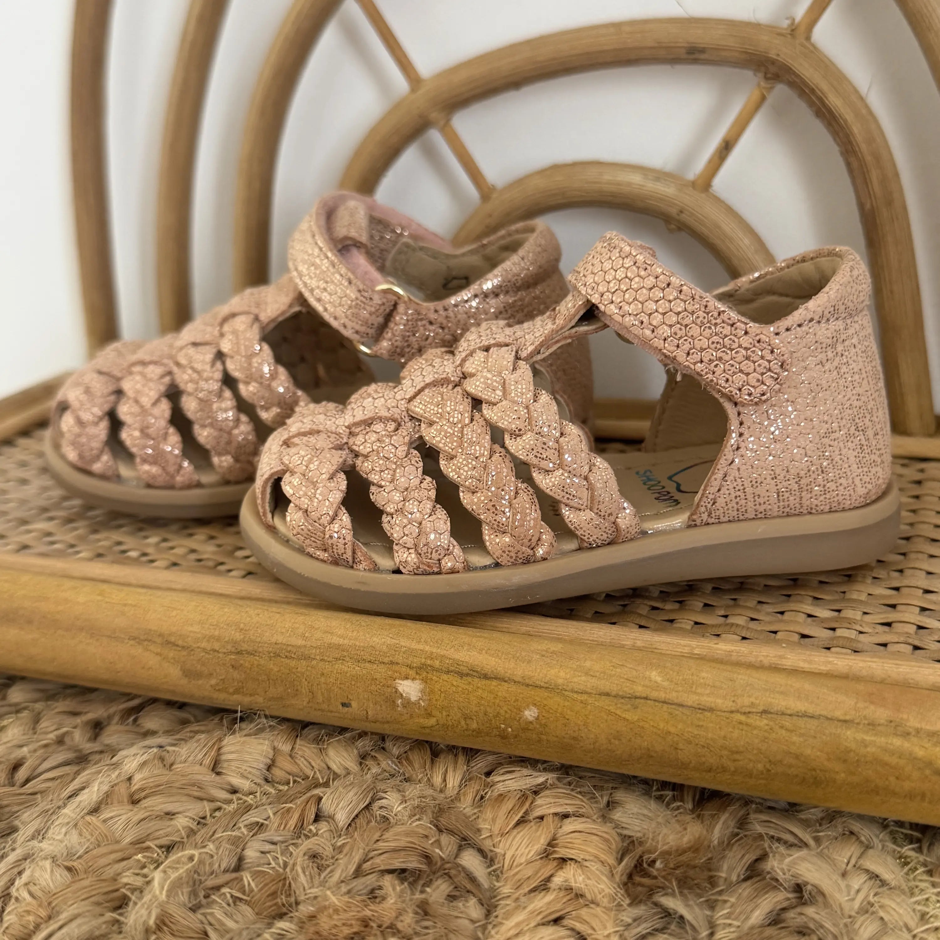 sandales enfant Tity Wowo Peach Glitter Shoo Pom