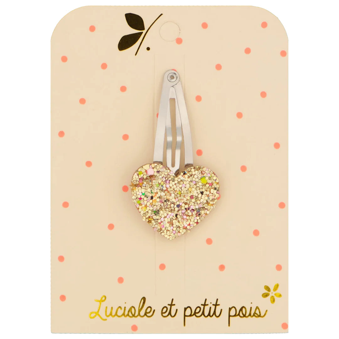 LUCIOLE ET PETIT POIS Barrette Coeur Doré Multi ma petite pointure 