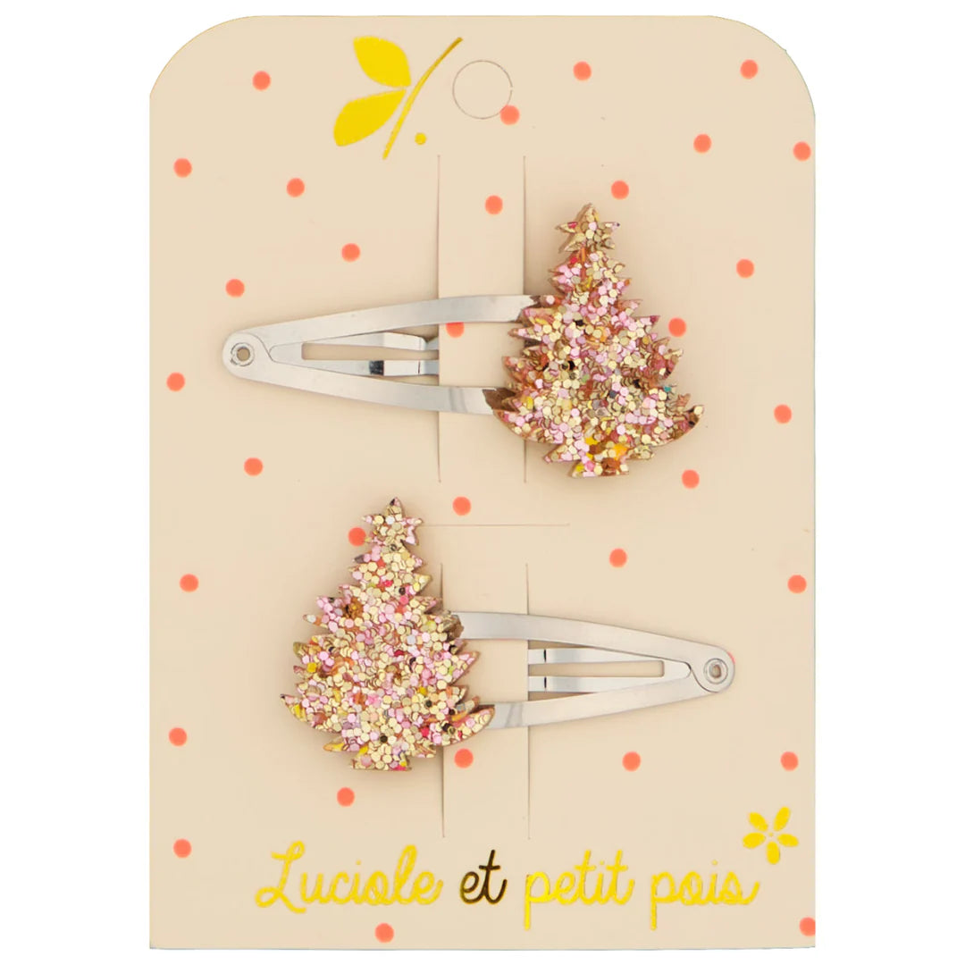 LUCIOLE ET PETIT POIS Barrettes Sapins Roses ma petite pointure 