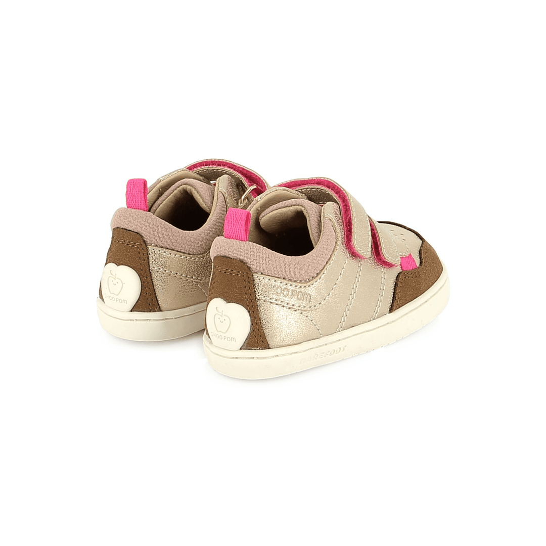 Baskets Barefoot enfant Tooties Easy Pur Laminato Platine Brown Shoo Pom
