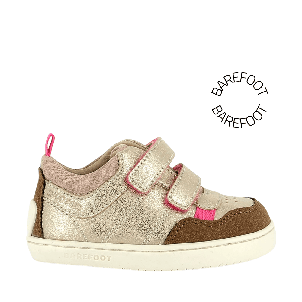 Baskets Barefoot Tooties Easy Pur Laminato Platine Brown Shoo Pom