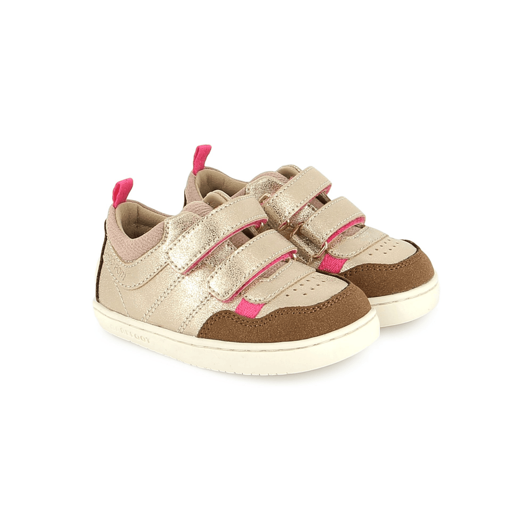 Baskets fille Barefoot Tooties Easy Pur Laminato Platine Brown Shoo Pom