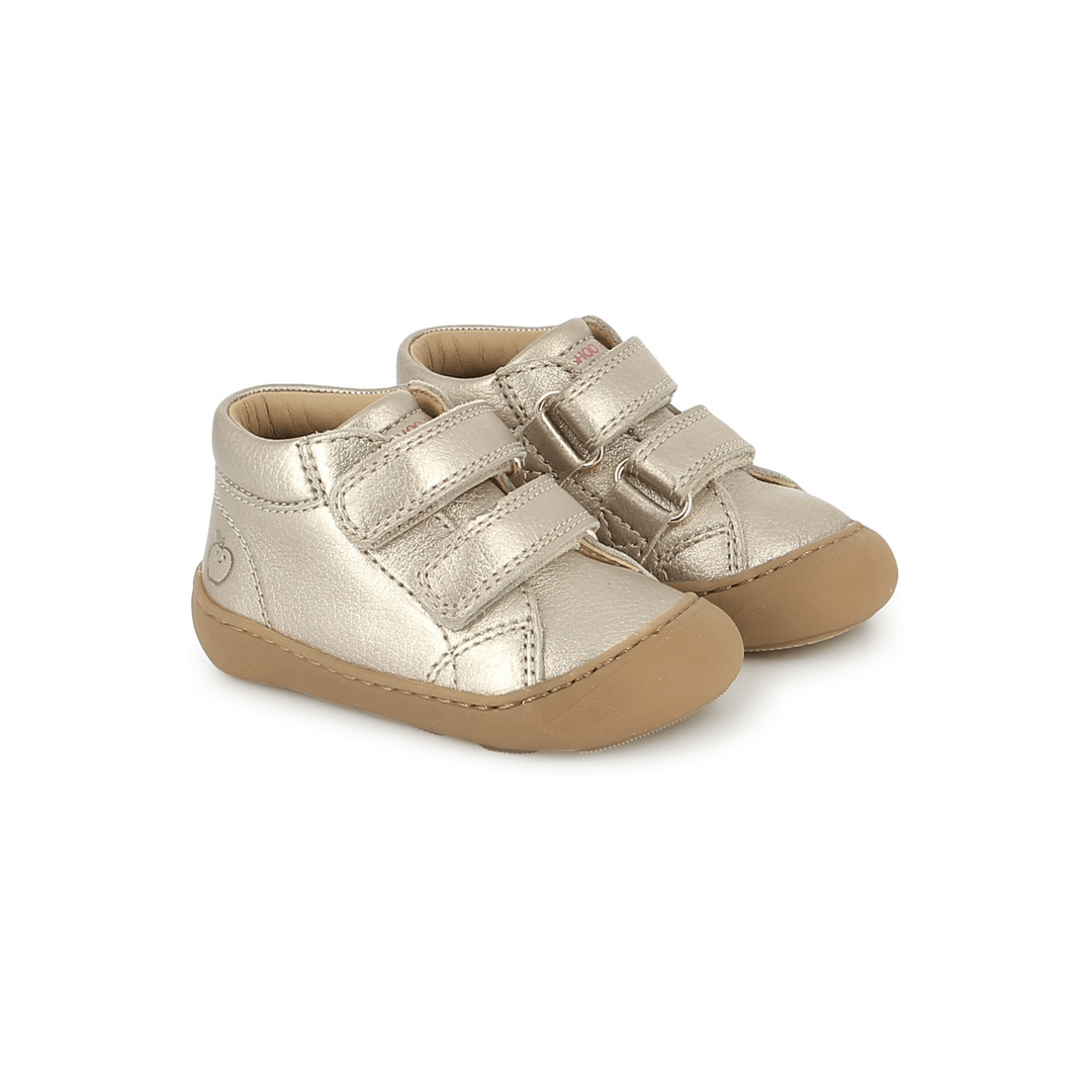 bottines enfant Barefoot Plum Easy Laminato Graine Light Bronze Shoo Pom