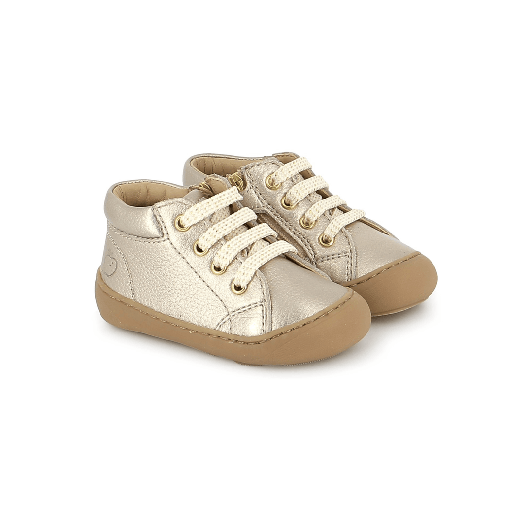 Bottines enfant Barefoot Plum Lace Laminato Graine Light Platine Shoo Pom