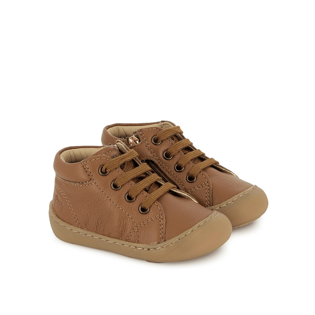bottines souples Barefoot Plum Lace Nappa Camel Shoo Pom