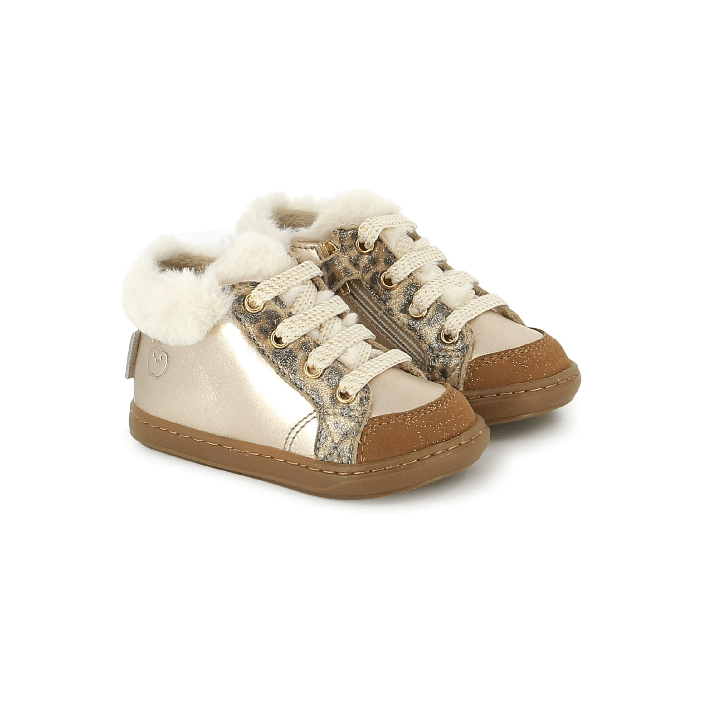 bottines fourrées fille Bouba Zip Hair Laminato Light Bronze Shoo Pom