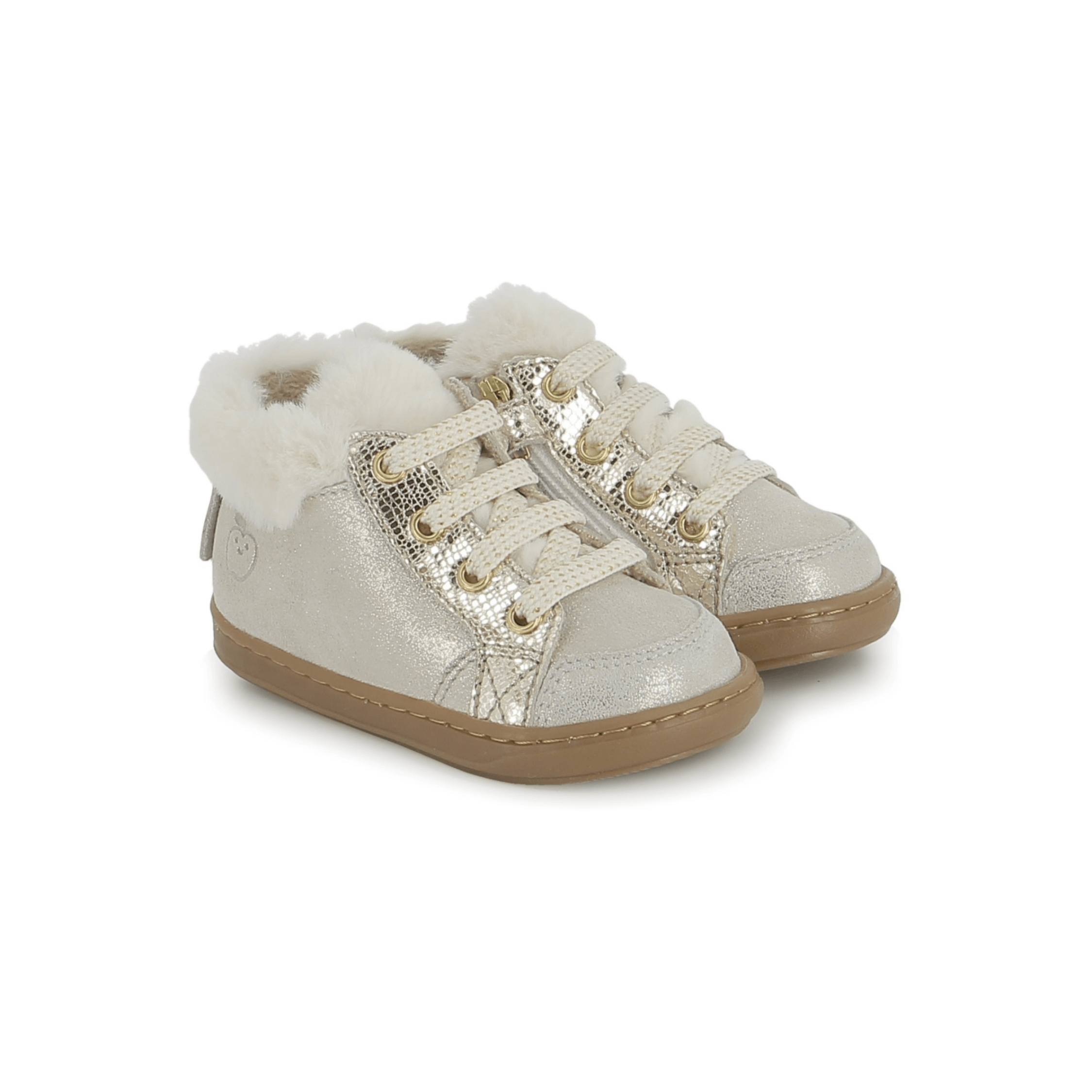 bottines fourrées fille Bouba Zip Hair Mini Cloud Beige Shoo Pom