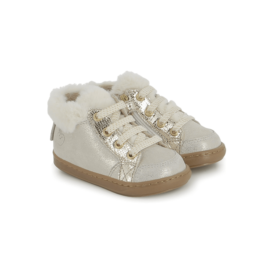 bottines fourrées fille Bouba Zip Hair Mini Cloud Beige Shoo Pom