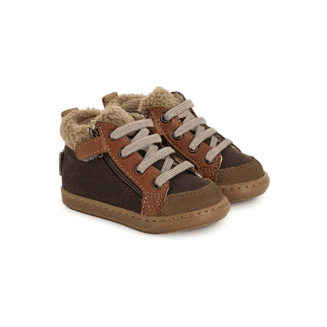 Bottines fourrées Bouba Zip Wool Velours-Nubuck Chocolat Shoo Pom 