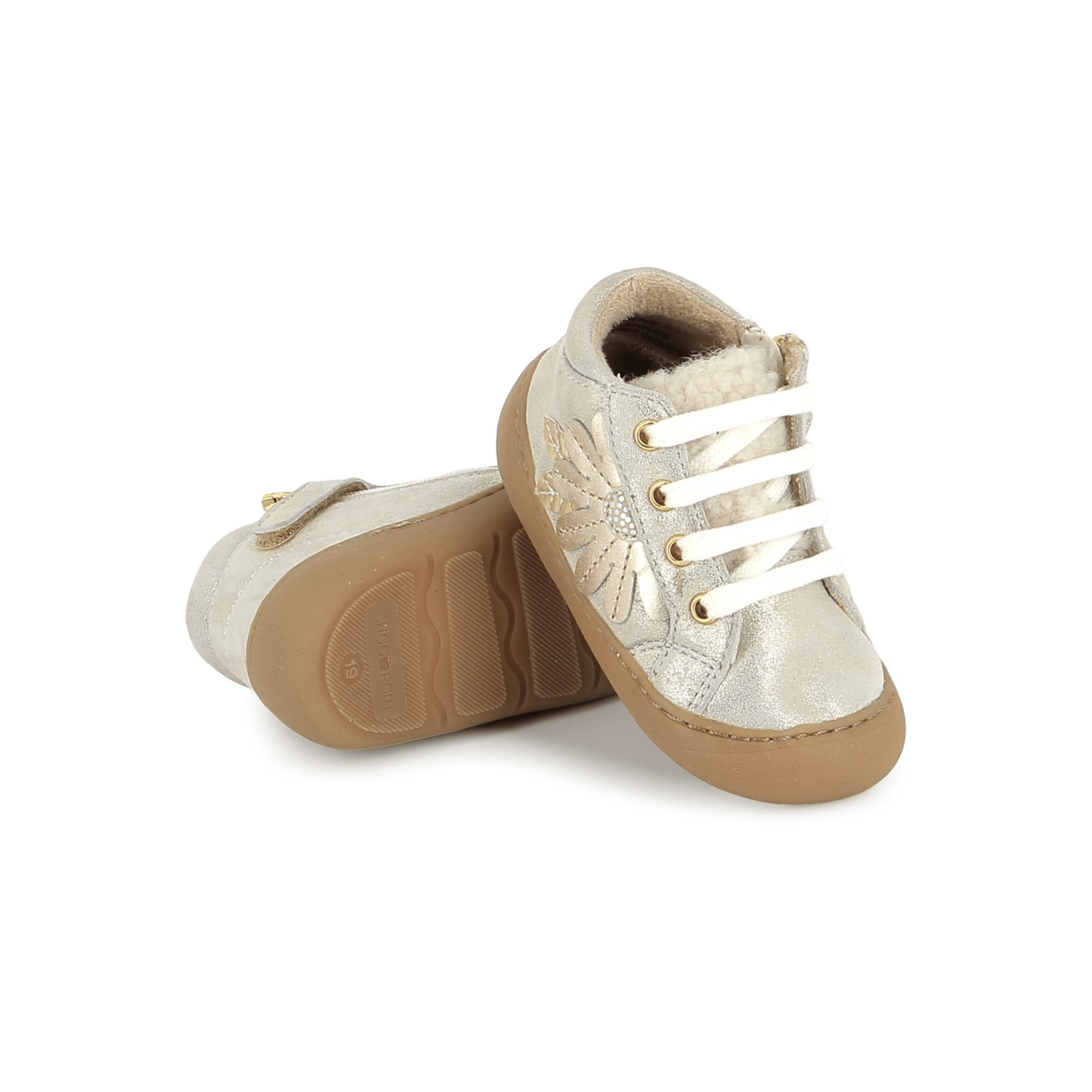 bottines Barefoot fille Plum Flo laminato Bright Cloud Shoo Pom
