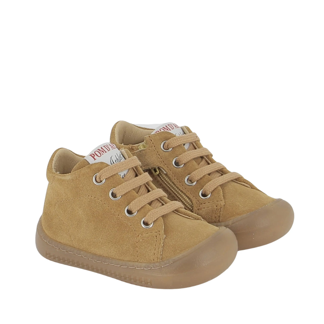 bottines bébé yaka walk velours biscuit pom d'api