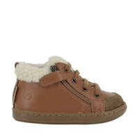 bottines fourrées bouba zip wool nappa dk camel shoo pom