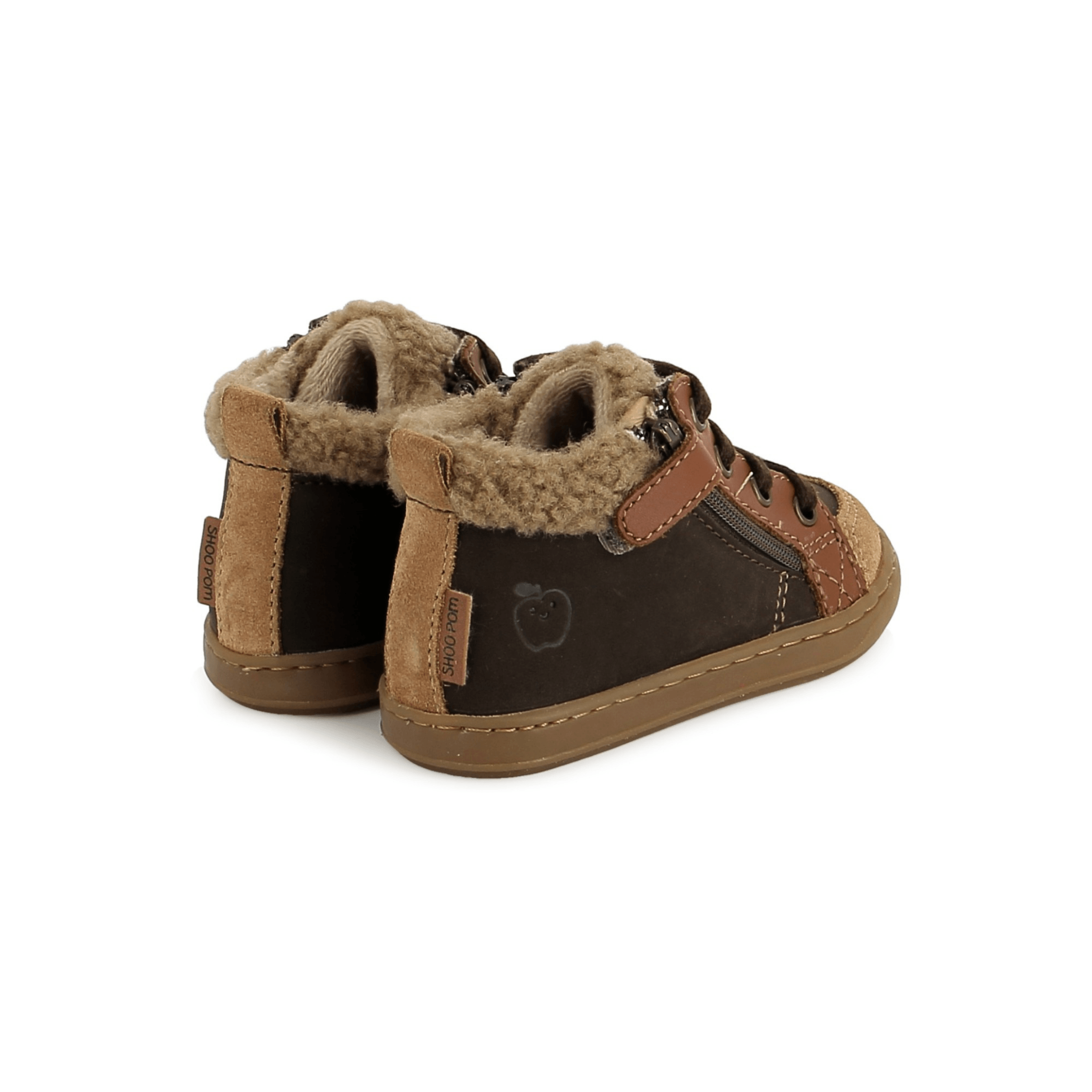 Bottines fourrées enfant Bouba Zip Wool Velours-Nubuck Terra-Chocolat Shoo Pom 