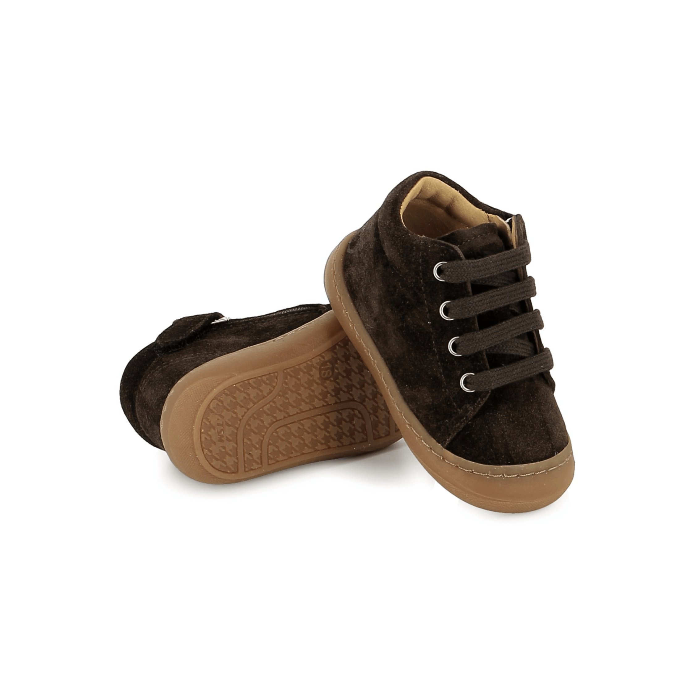 bottines enfant Tom Zip Lace Velours Truffe Shoo Pom