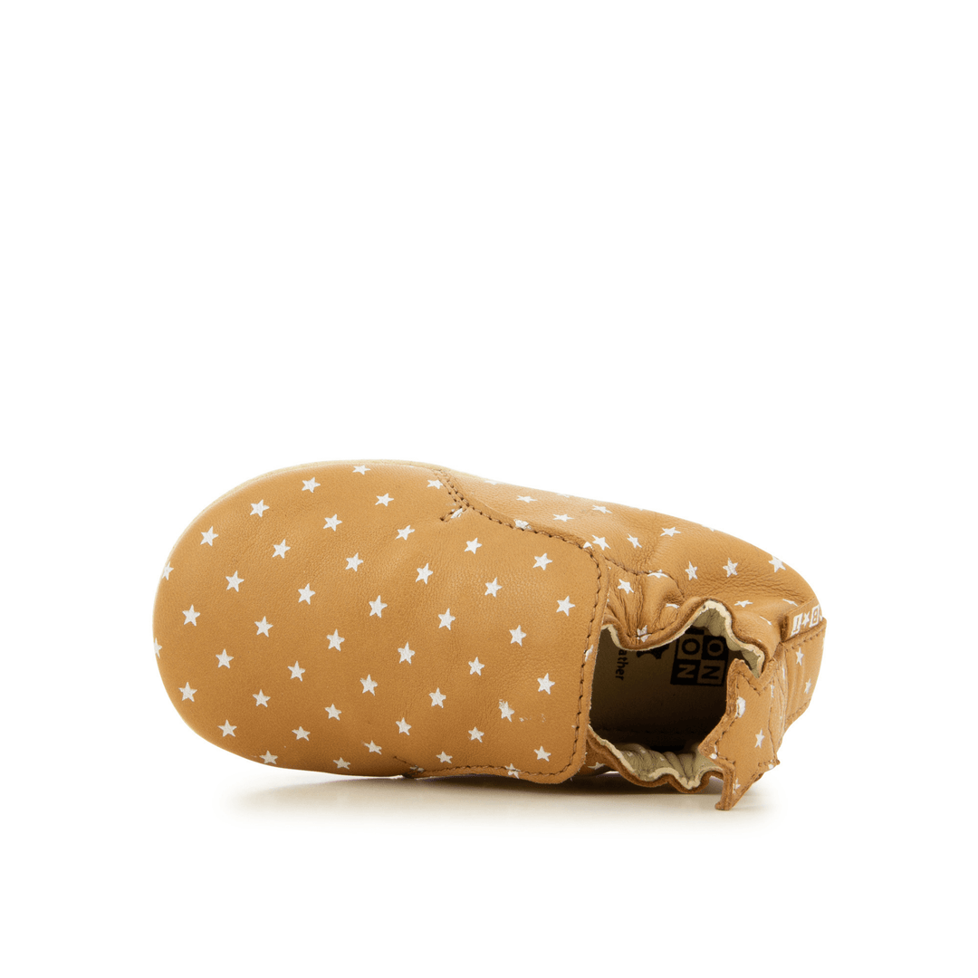 chaussons souples Doudou Star Mini Star Camel-White Bonton