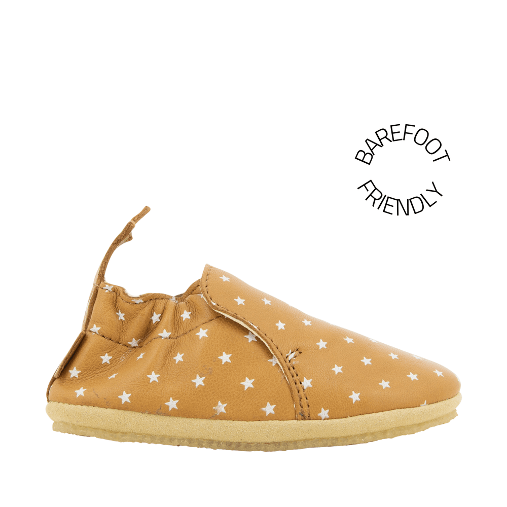 chaussons Doudou Star sheep nappa Mini Star Camel-White Bonton