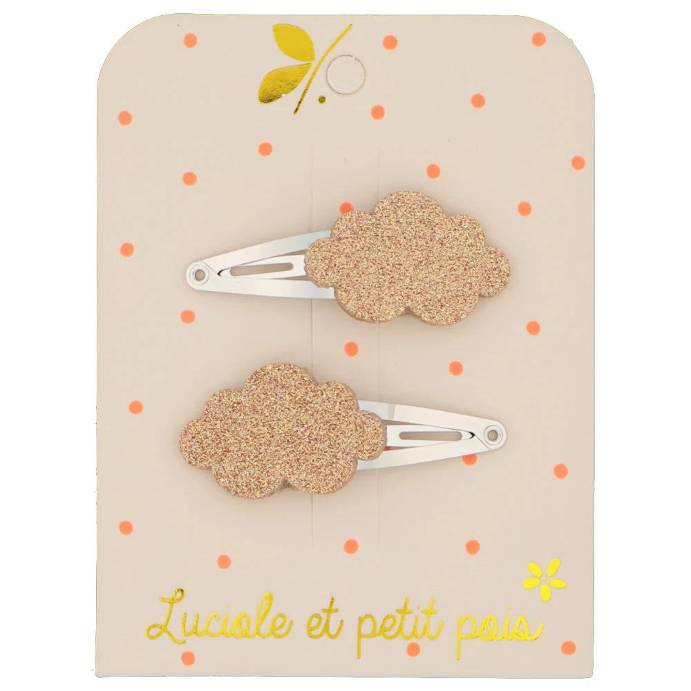 LUCIOLE ET PETIT POIS Barrettes nuages roses ma petite pointure 