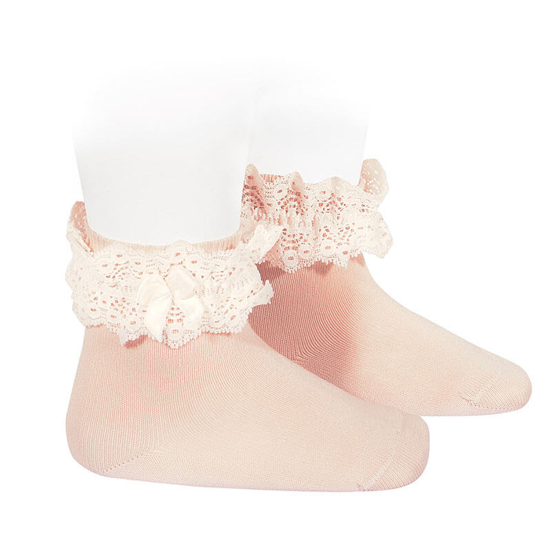 CONDOR Chaussettes avec Dentelle et Noeud ma petite pointure #couleur_nude