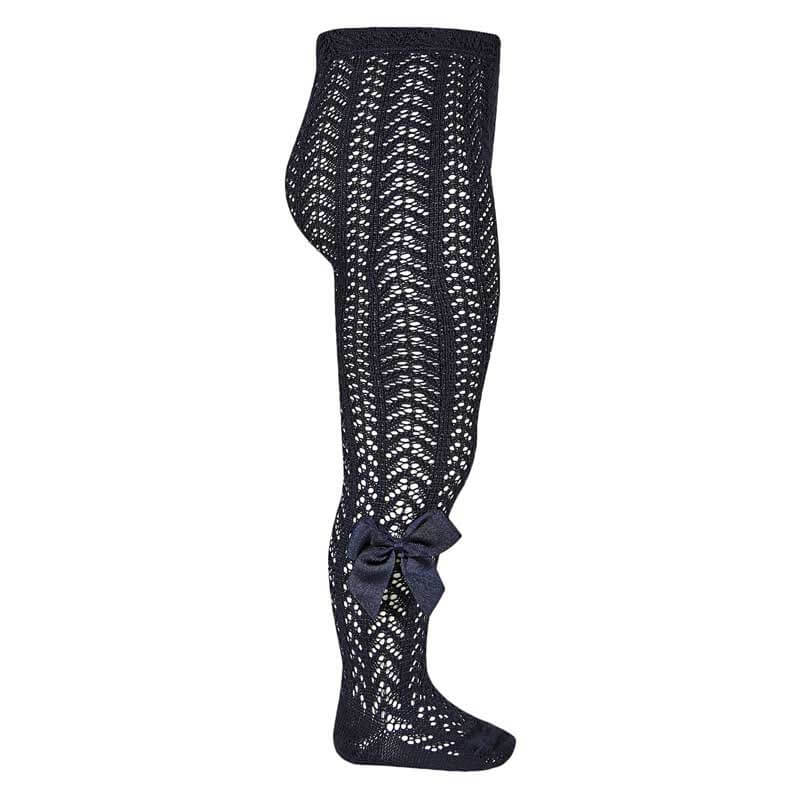 CONDOR Collants Ajourés Perle avec Noeud Gros Grain ma petite pointure #couleur_bleu-marine