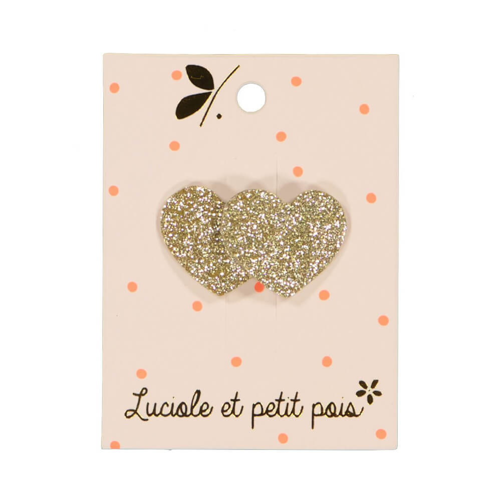 LUCIOLE ET PETIT POIS Barrette mini coeurs ma petite pointure 